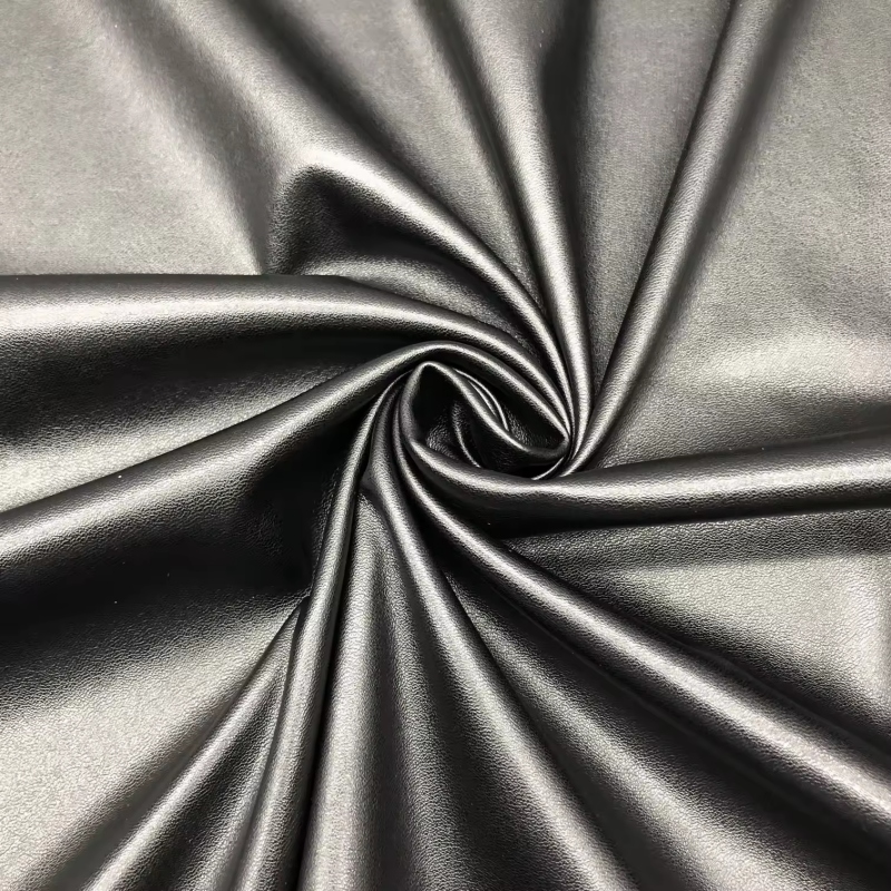 PU coating leather laminated with polyester interlock fabrics